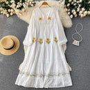 Vintage Bohemian Embroidered Cotton Dress My Store