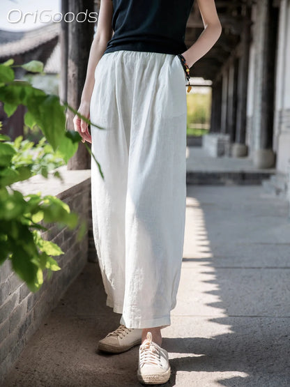 Women's cotton linen trousers My Store