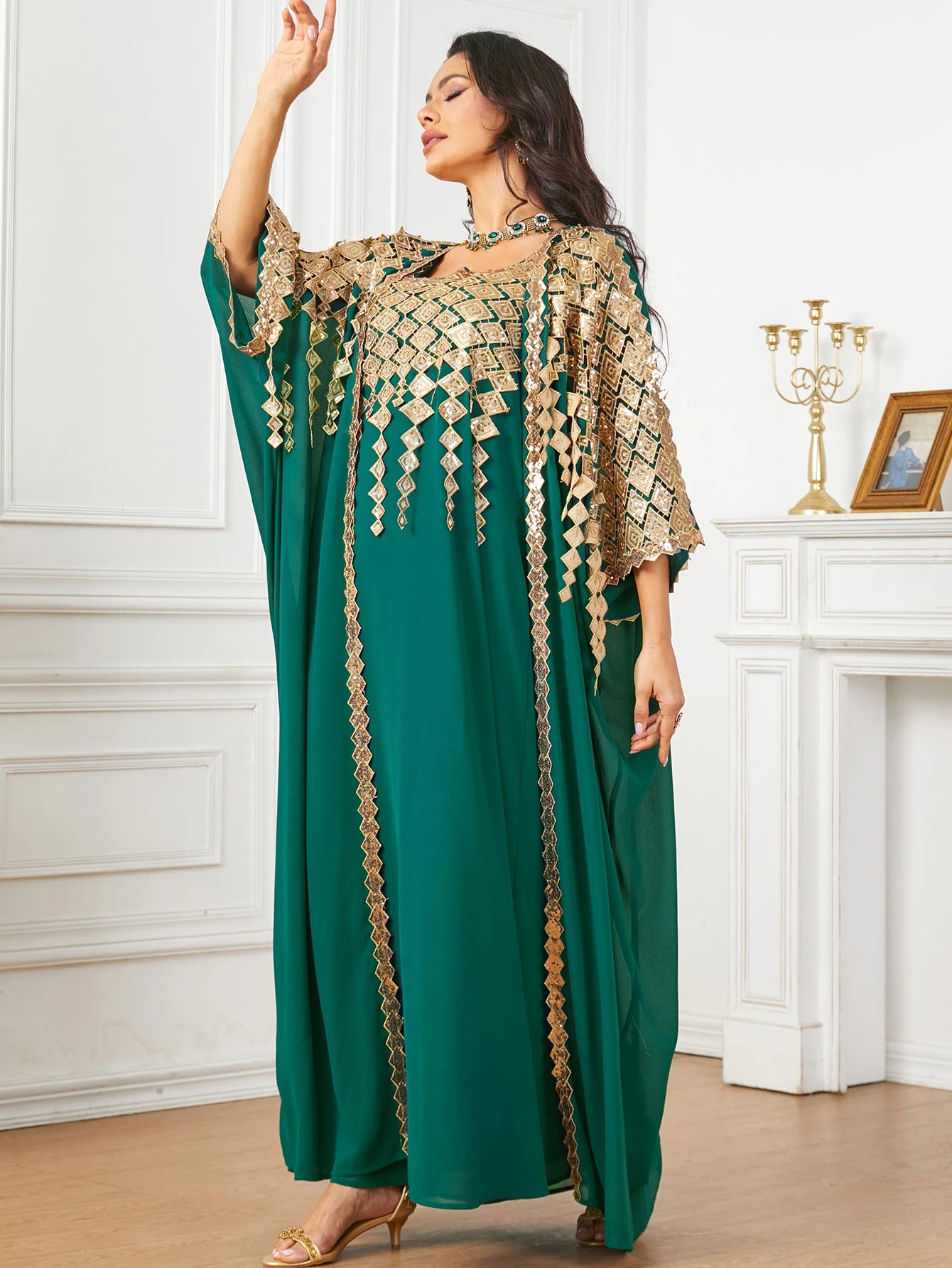 Elegant Pendant Bat Sleeves Kaftan My Store