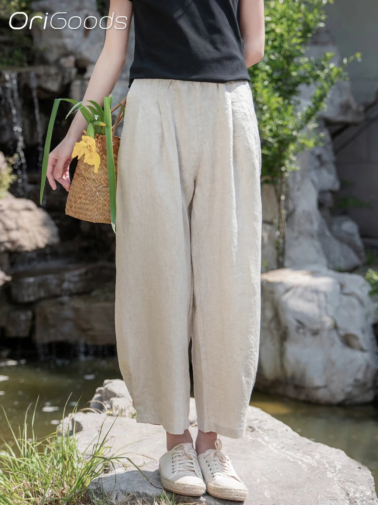 Women's cotton linen trousers My Store