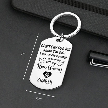 Stainless steel memorial keychain with engraved quote for Daddy, personalized dog memorial gift, 2'' x 1.2''