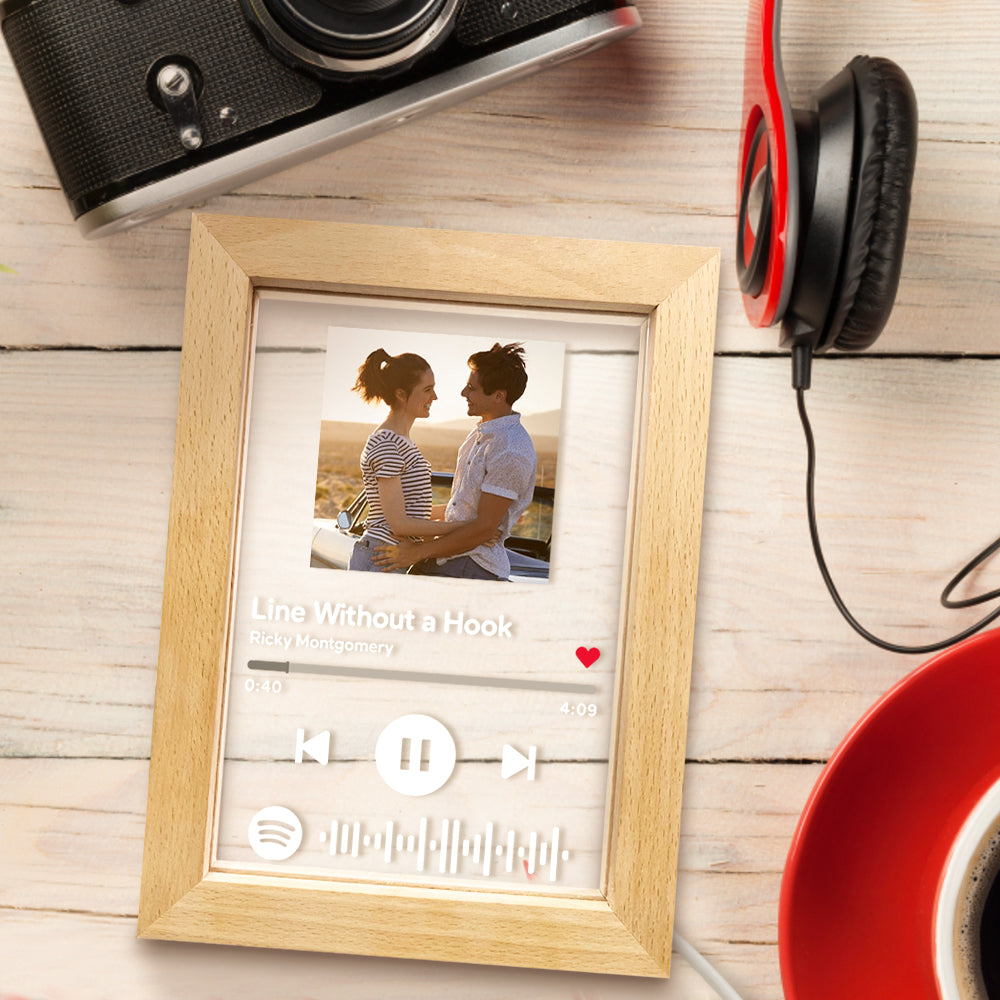 Custom Spotify Code Music Art Picture Frame with Couple Photo and Music Code