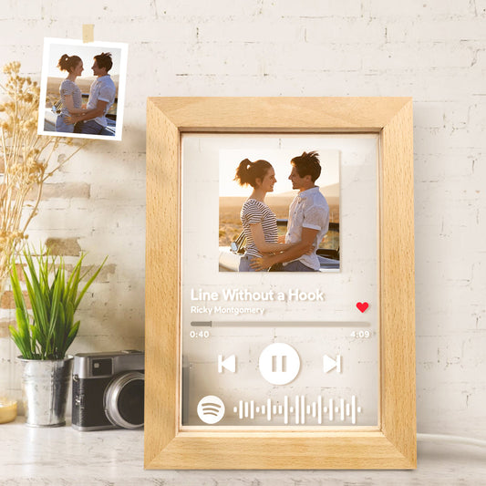 Custom Spotify Code Music Art Picture Frame Night Light, with photo and song code.