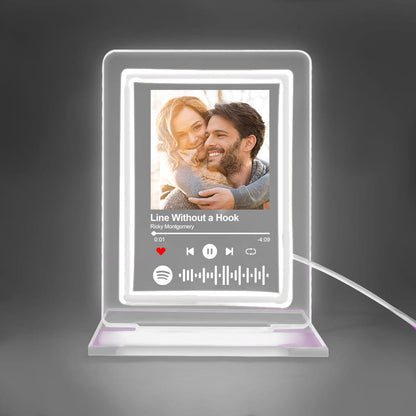 Custom Spotify Night Light with Couple's Photo, Acrylic Plaque Gift, Romantic Glow