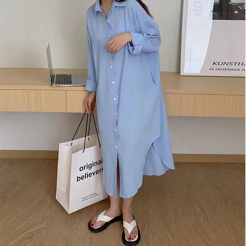 Shirt Dress for Women Plus Size Comfortable Cotton Loose Dress My Store