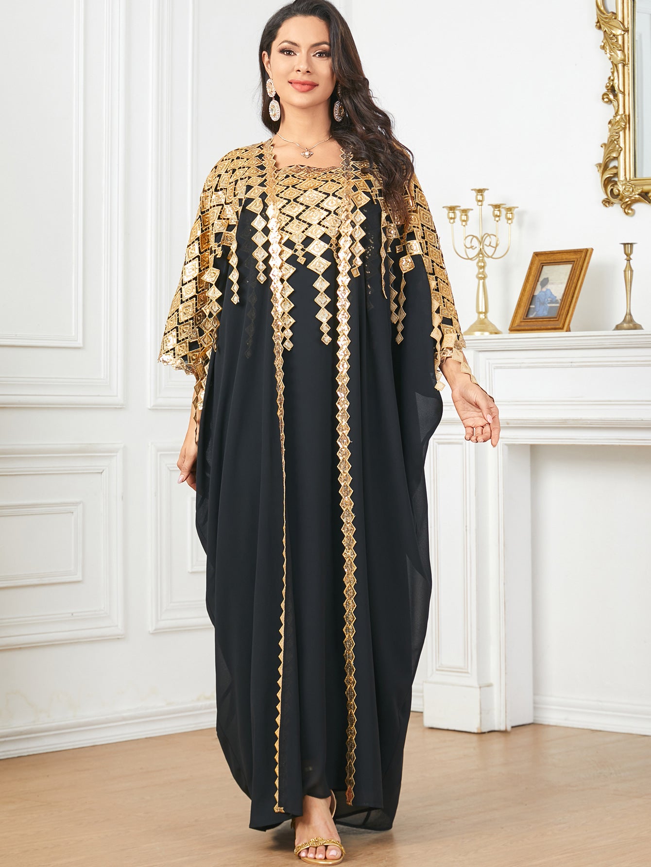 Elegant Pendant Bat Sleeves Kaftan Mood Royal