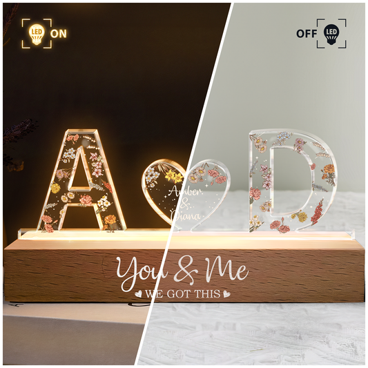 Personalized LED Night Light with initials A & D, 'You & Me We Got This' message, anniversary gift
