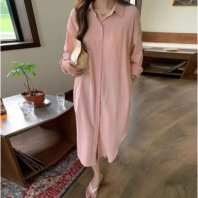 Shirt Dress for Women Plus Size Comfortable Cotton Loose Dress My Store