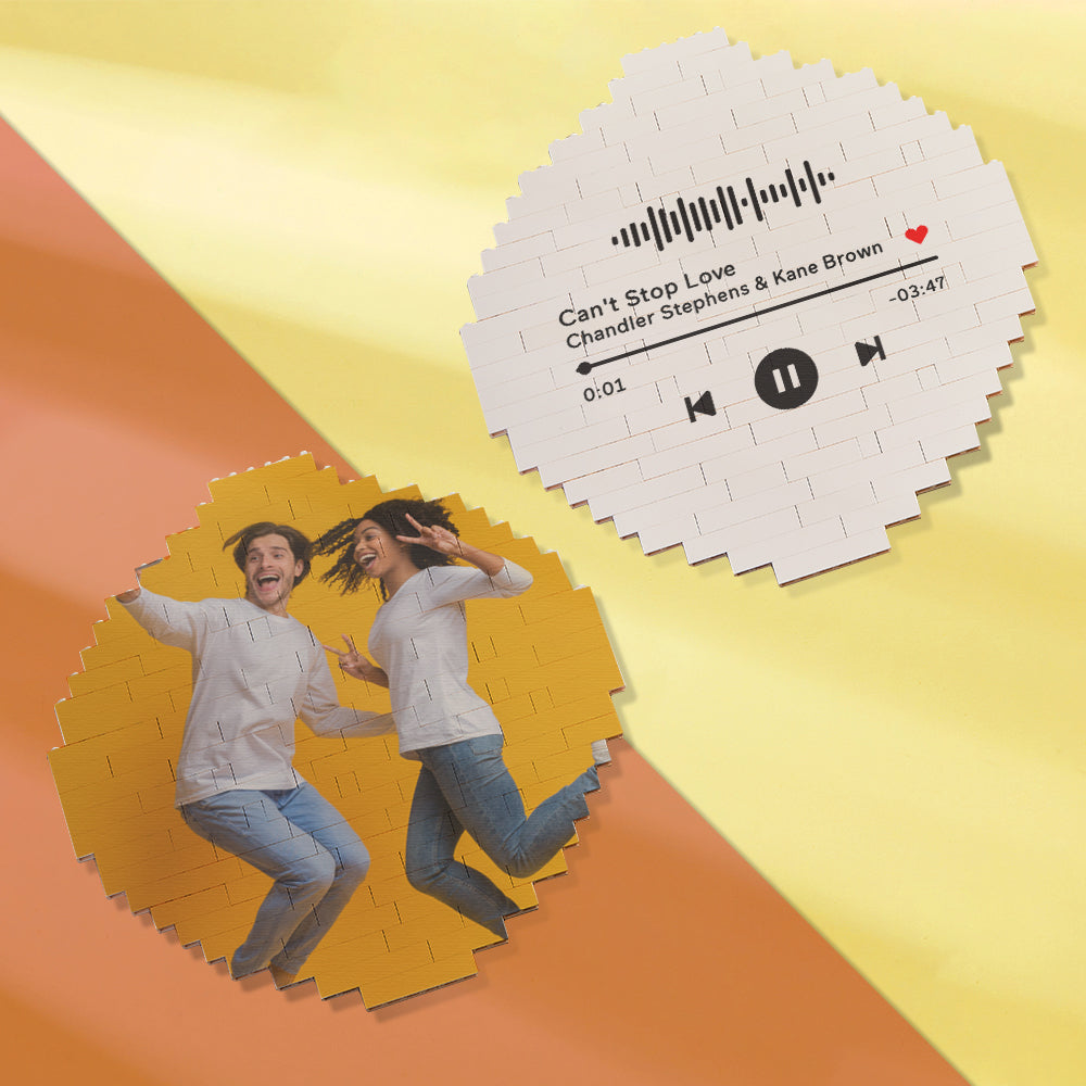 Custom music code photo brick puzzle featuring a couple, PVC material, DIY gift.