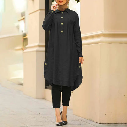 Cotton Linen Long Shirt Dress My Store