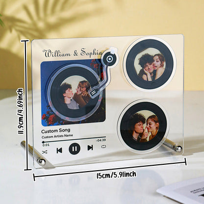 Personalized photo vinyl record plaque with NFC, acrylic gift for lovers