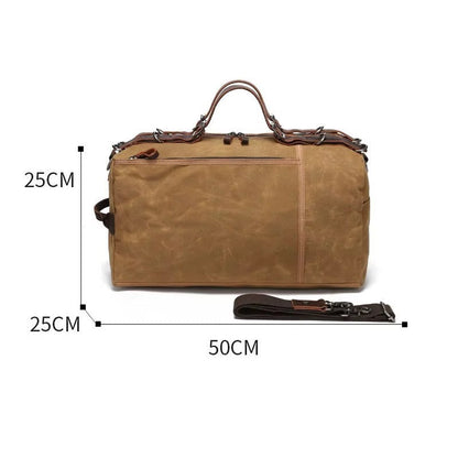 Classic Waxed Canvas Travel Bag European And American Solid Color Outdoor Shoulder Bag Storage Bag Wear-resistant Crazy Horse Leather Mood Royal