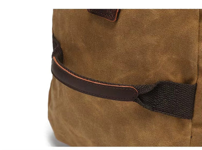 Classic Waxed Canvas Travel Bag European And American Solid Color Outdoor Shoulder Bag Storage Bag Wear-resistant Crazy Horse Leather Mood Royal