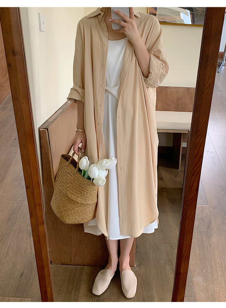 Cotton Long Sleeve Shirt Dress My Store