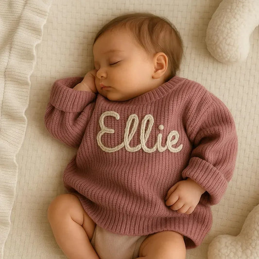 Cotton Custom Baby Sweater With Name