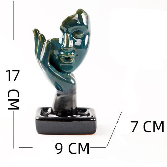 Ceramic Backflow Incense Burner With A Face Design Mood Royal