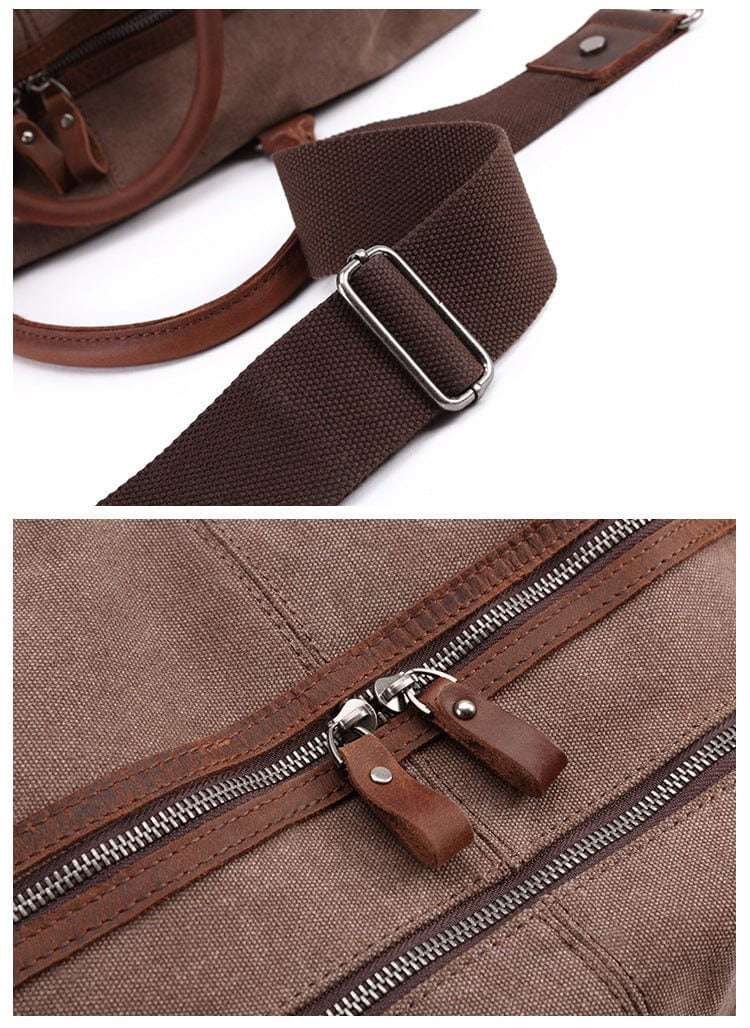 Rugen Waxed Canvas Weekender — Dark Oak Full-Grain Leather Mood Royal