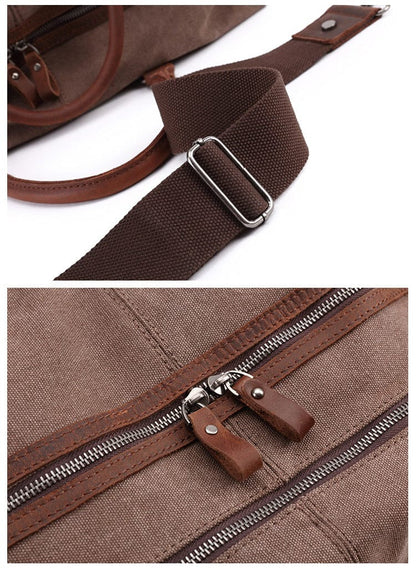 Rugen Waxed Canvas Weekender — Dark Oak Full-Grain Leather Mood Royal