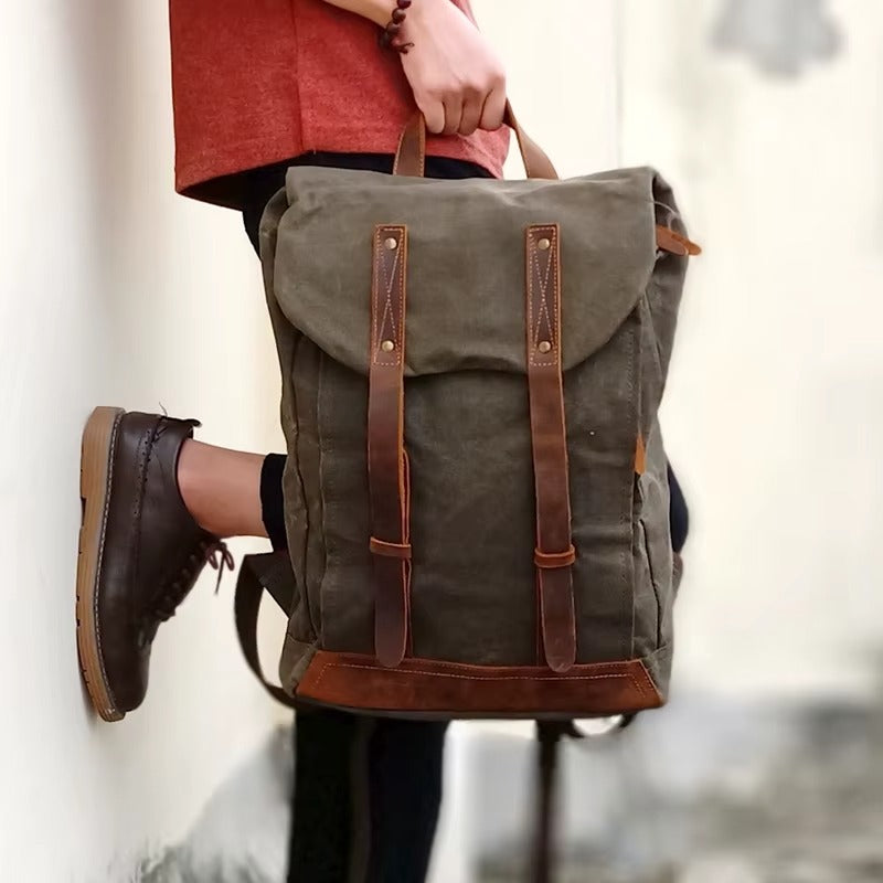 Chono Heritage Waxed Canvas Commuter Pack Mood Royal