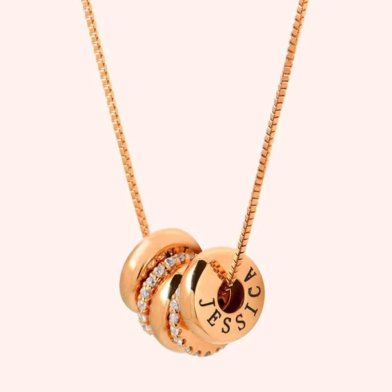 Stainless Steel Flat Bead Lettering Necklace Zircon Diamond Bead Combination Necklace Lettering Diy Name Mood Royal