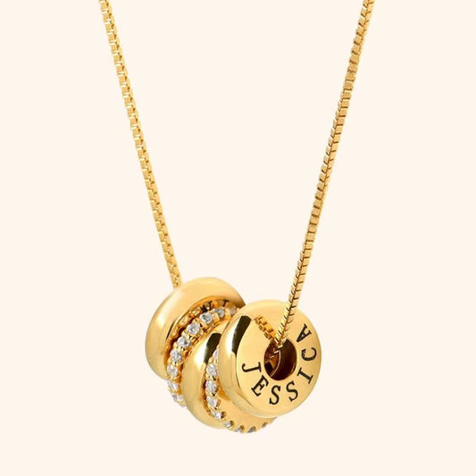 Stainless Steel Flat Bead Lettering Necklace Zircon Diamond Bead Combination Necklace Lettering Diy Name Mood Royal
