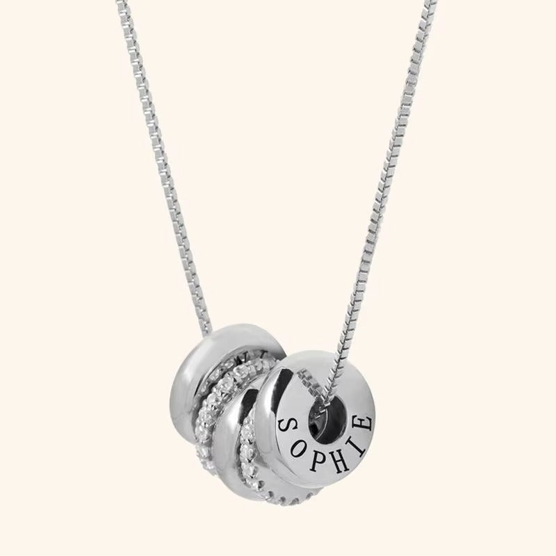 Stainless Steel Flat Bead Lettering Necklace Zircon Diamond Bead Combination Necklace Lettering Diy Name Mood Royal
