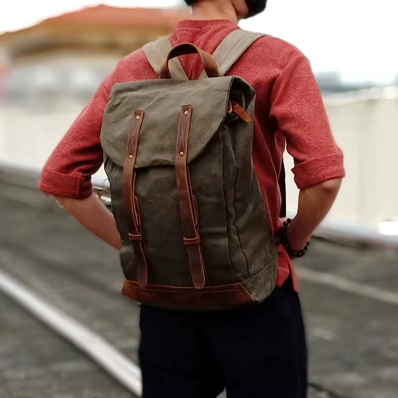 Chono Heritage Waxed Canvas Commuter Pack Mood Royal