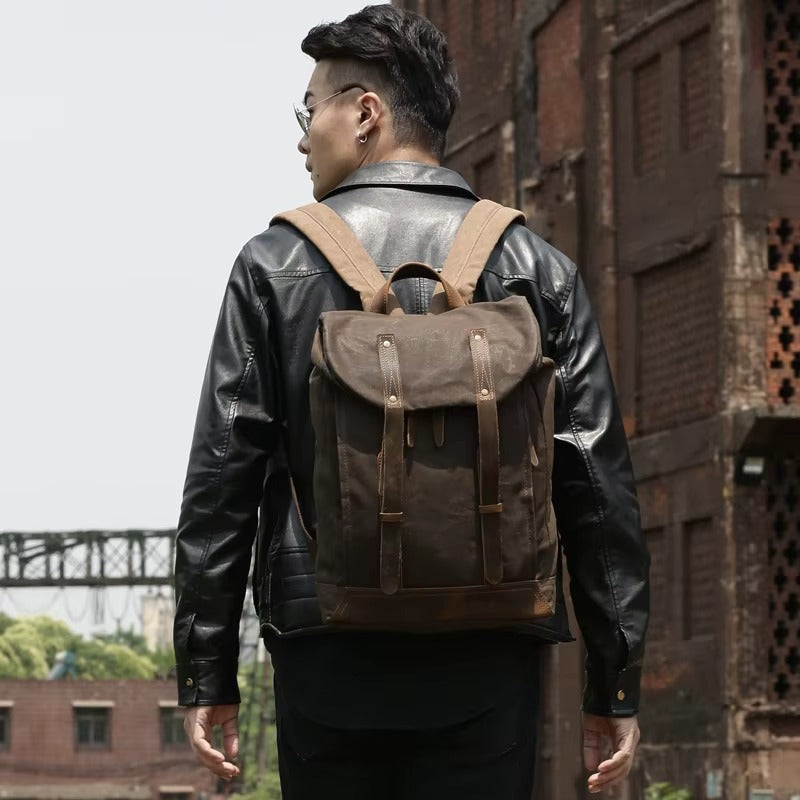 Chono Heritage Waxed Canvas Commuter Pack Mood Royal