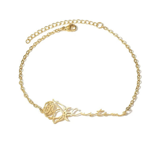 Personalized DIY December Flower Name Bracelet Simple Fashion Letter Stitching Jewelry Mood Royal