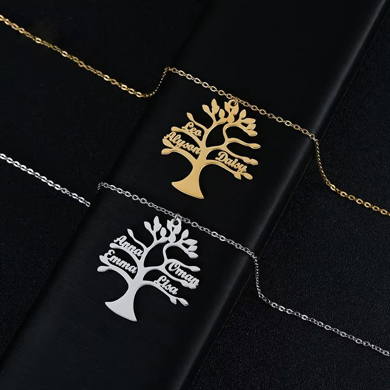 Tree Of Life 1-6 Necklace Personalized Stainless Steel Family Name Pendant Clavicle Chain Holiday Jewelry Mood Royal