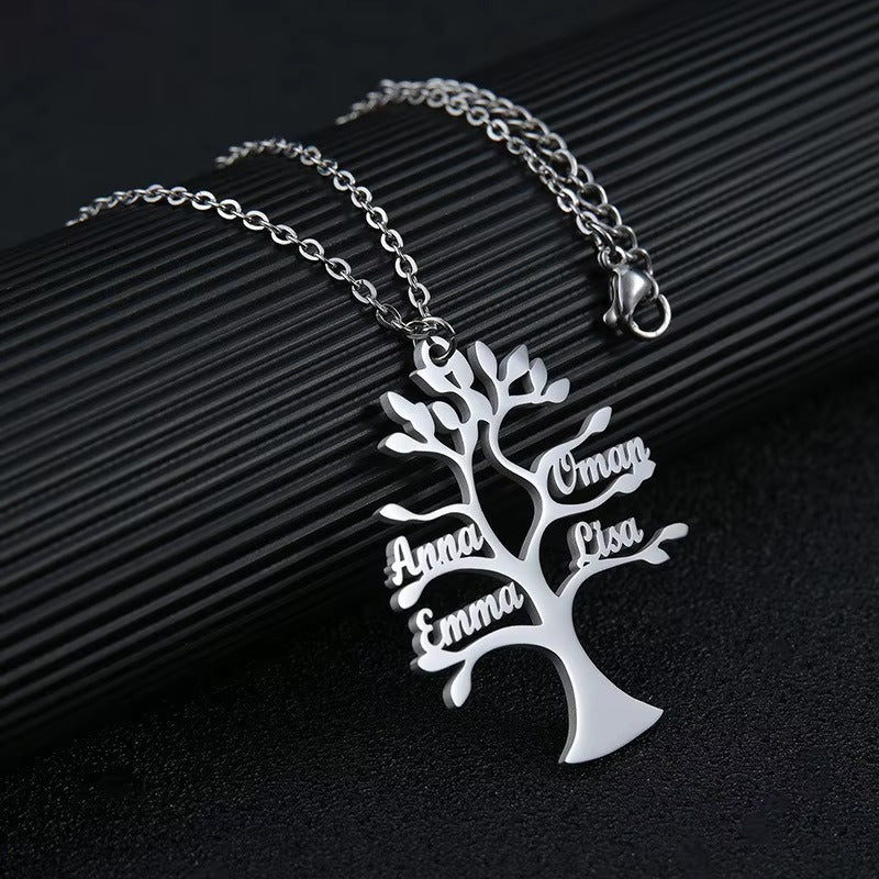 Tree Of Life 1-6 Necklace Personalized Stainless Steel Family Name Pendant Clavicle Chain Holiday Jewelry Mood Royal