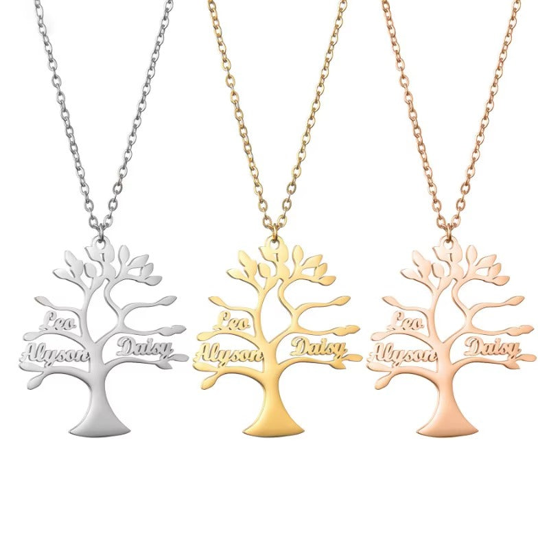Tree Of Life 1-6 Necklace Personalized Stainless Steel Family Name Pendant Clavicle Chain Holiday Jewelry Mood Royal