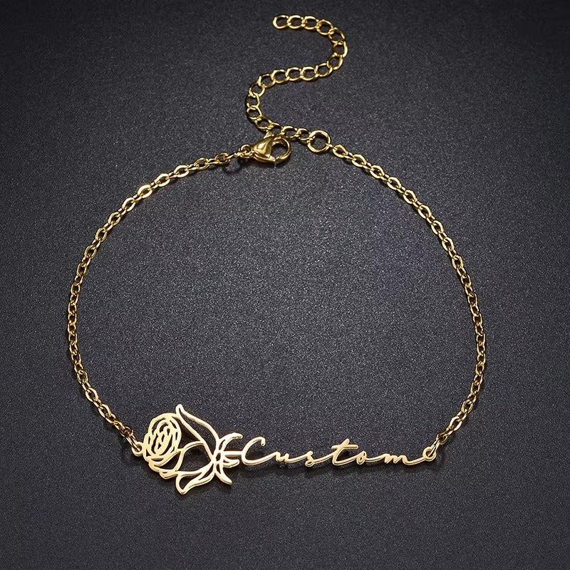 Personalized DIY December Flower Name Bracelet Simple Fashion Letter Stitching Jewelry Mood Royal
