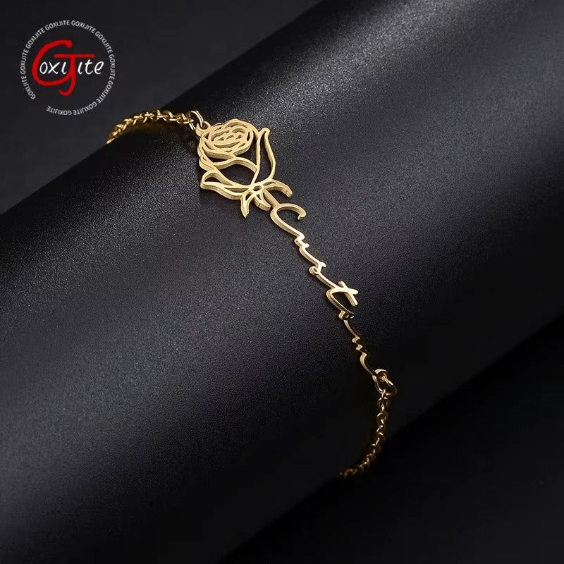 Personalized DIY December Flower Name Bracelet Simple Fashion Letter Stitching Jewelry Mood Royal