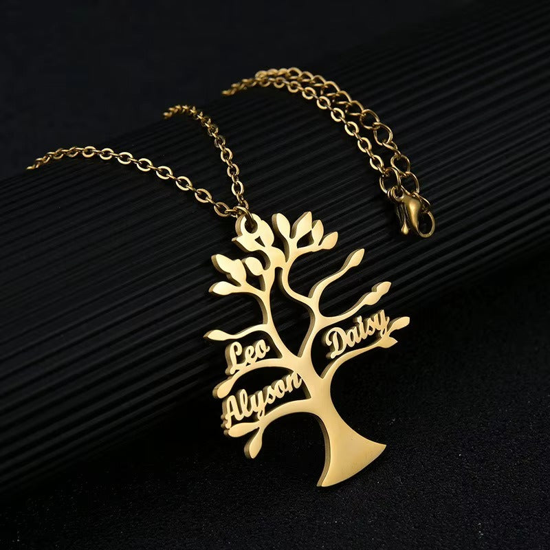 Tree Of Life 1-6 Necklace Personalized Stainless Steel Family Name Pendant Clavicle Chain Holiday Jewelry Mood Royal