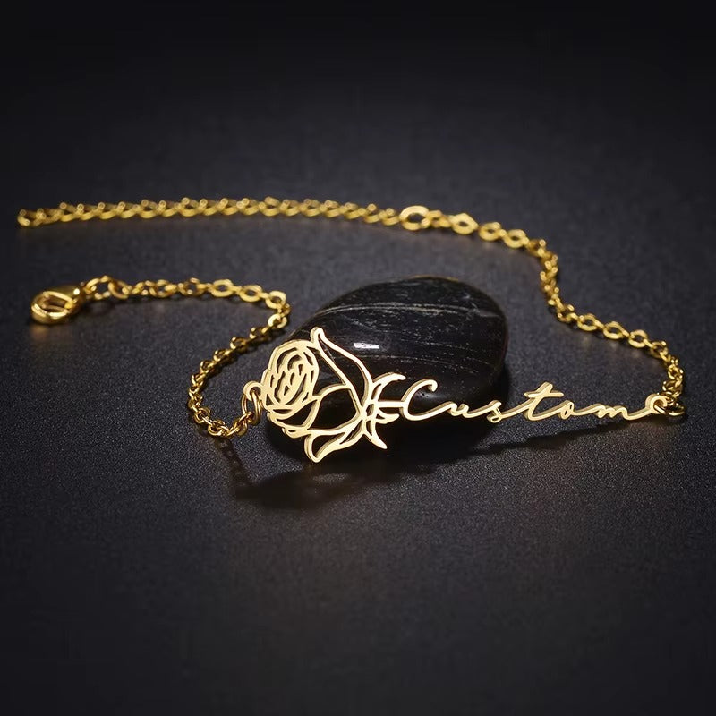 Personalized DIY December Flower Name Bracelet Simple Fashion Letter Stitching Jewelry Mood Royal