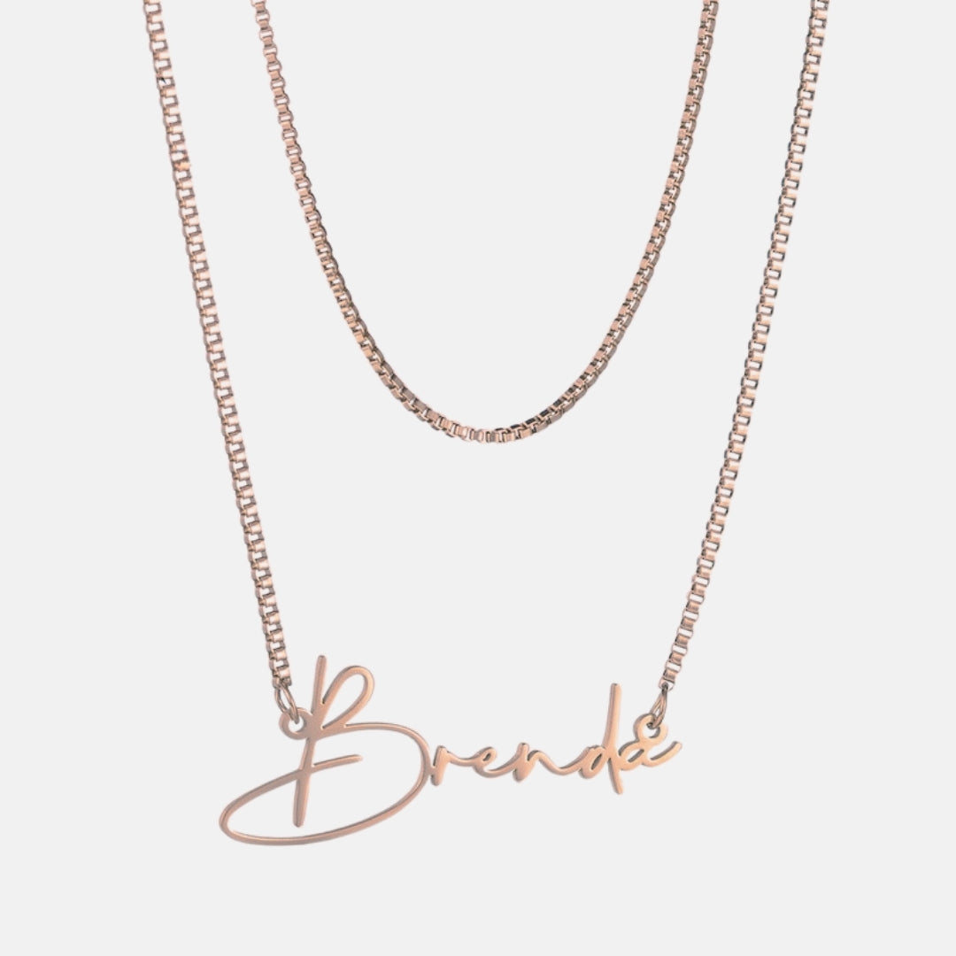 Personalized Double-layer Cut Name Clavicle Chain DIY Letters European And American Trend Necklace Amazon Cross-border Jewelry Generation Mood Royal