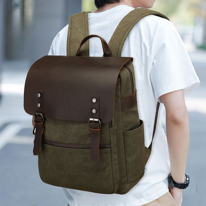 Heritage Flap Pack — Mocha Canvas & Dark Leather Mood Royal