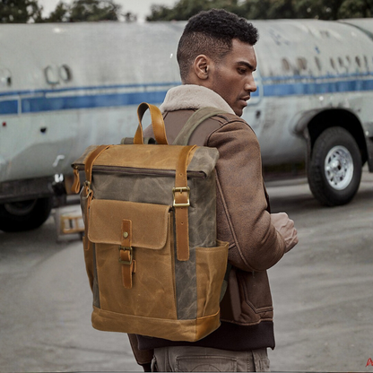 Heritage Roll-Top Pack — Sand & Olive Mood Royal