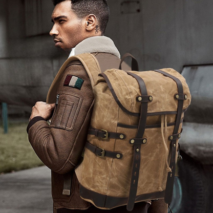 Waxed Canvas Sandstone Expedition Pack Mood Royal