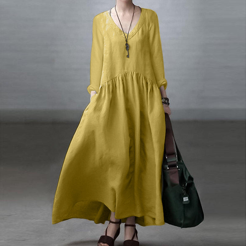 Autumn Vintage Long Dress Women Stylish Holiday Robe Vestidos ZANZEA Casual Solid Long Sleeve Sundress Elegant Loose Dresses Mood Royal